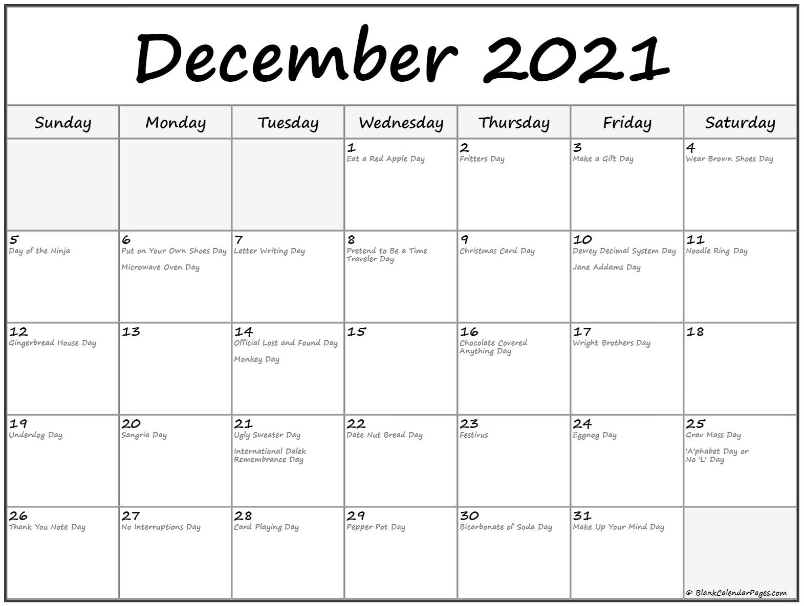 December 2021 Calendar Christmas | Free Printable Calendar