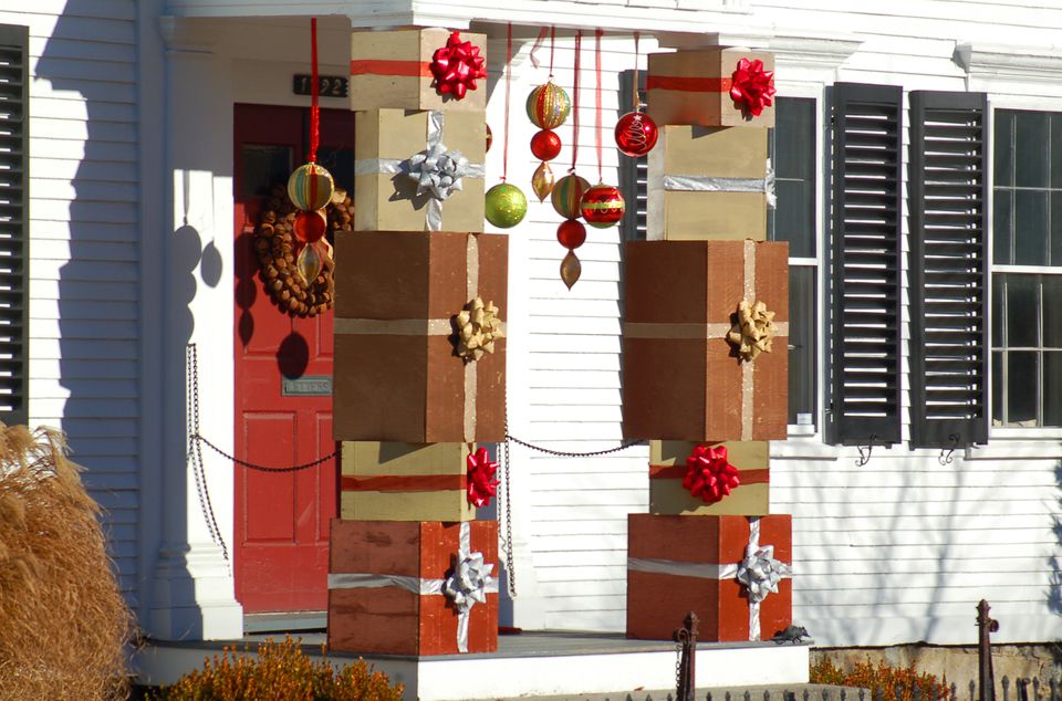 How To Decorate Columns On A Front Porch For Christmas