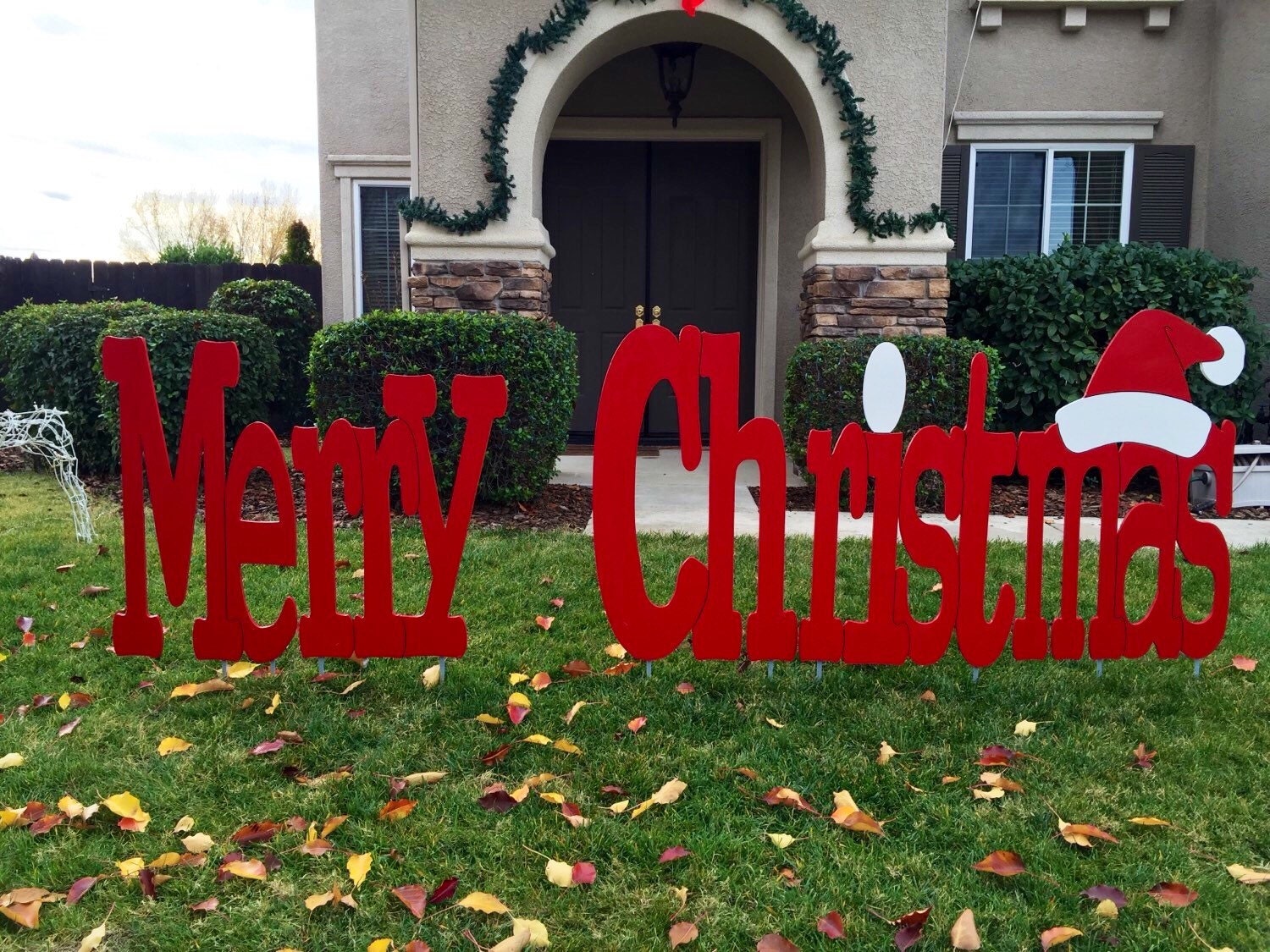 Large Metal Merry Christmas Outdoor Sign | Etsy