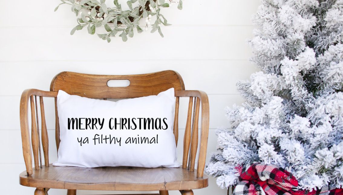Merry Christmas Ya Filthy Animal Pillow | Etsy